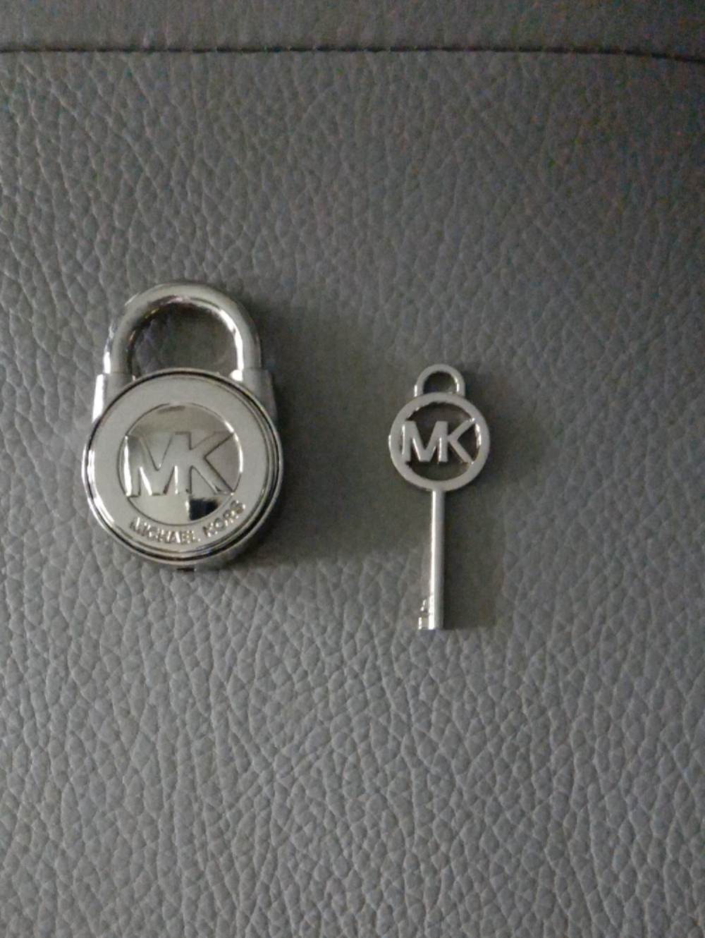 Michael Kors Silver MK Padlock and Key Charm Set
